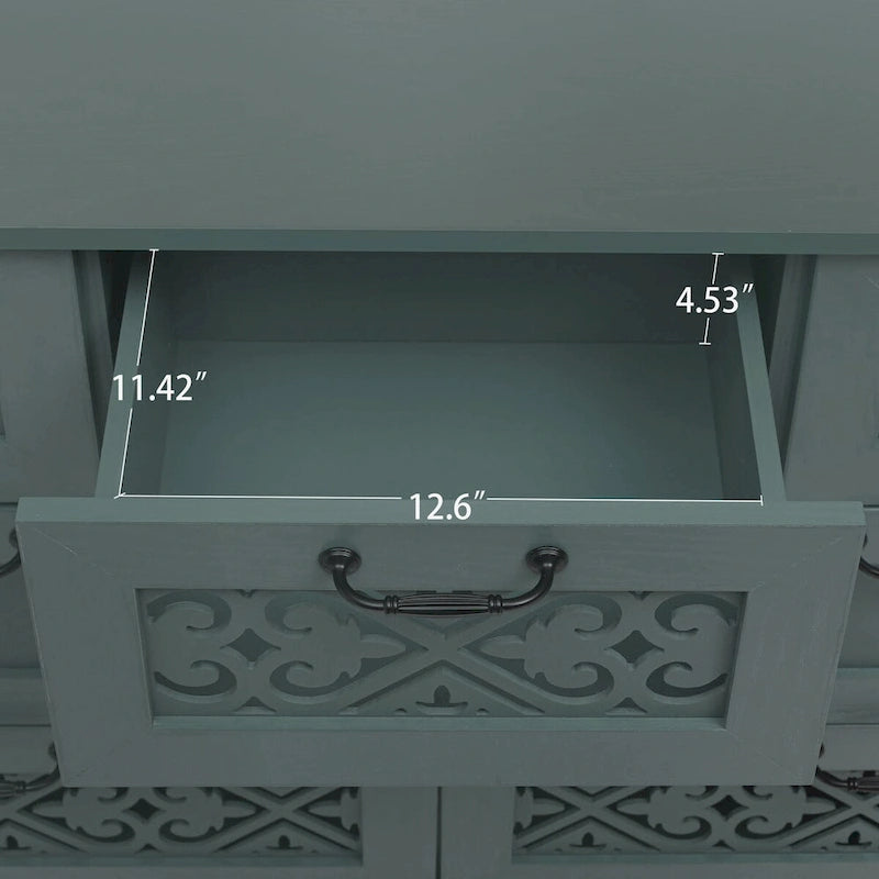 Commode à 7 tiroirs avec poignées en métal noir
