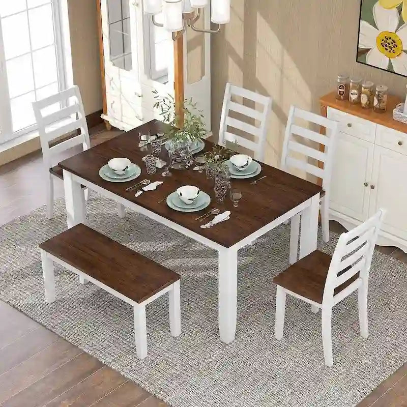 Table à manger rectangulaire de style rustique de 60 pouces