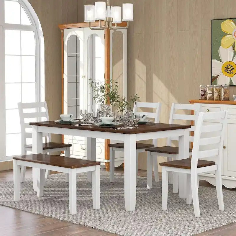 Table à manger rectangulaire de style rustique de 60 pouces