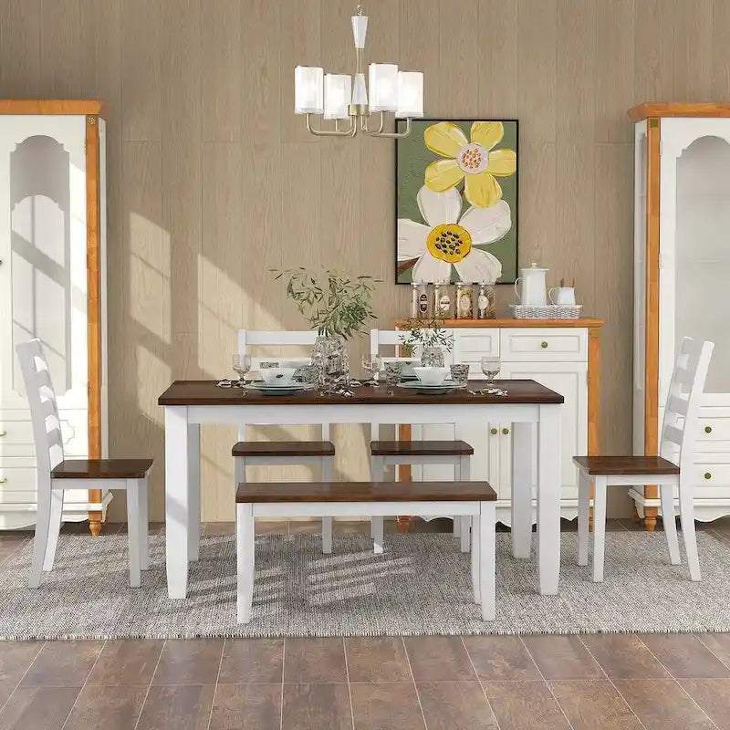 Table à manger rectangulaire de style rustique de 60 pouces