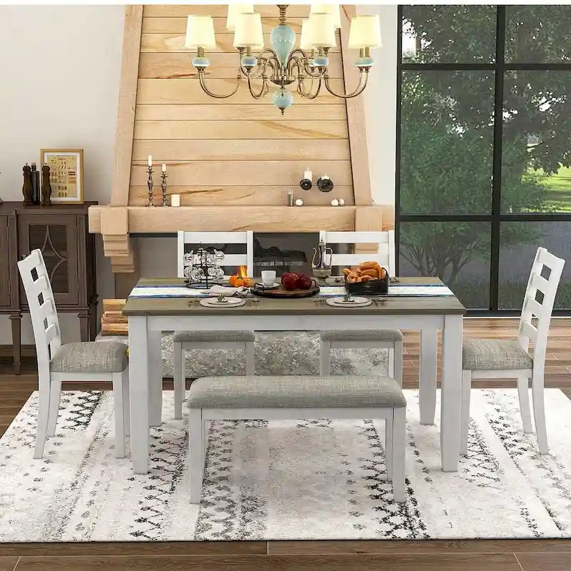 Table à manger rectangulaire de style rustique de 60 pouces
