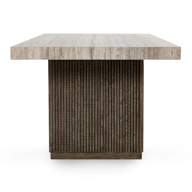 Table de salle à manger stratifiée en travertin marron