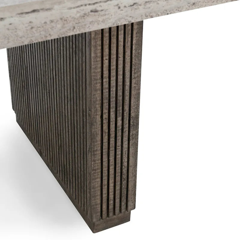 Table de salle à manger stratifiée en travertin marron