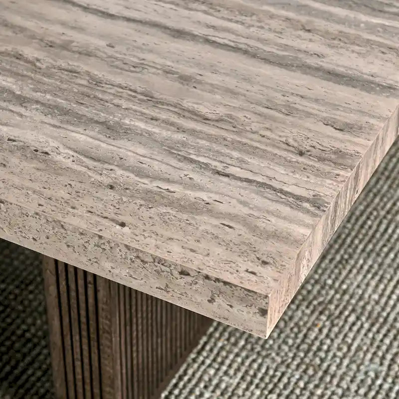 Table de salle à manger stratifiée en travertin marron