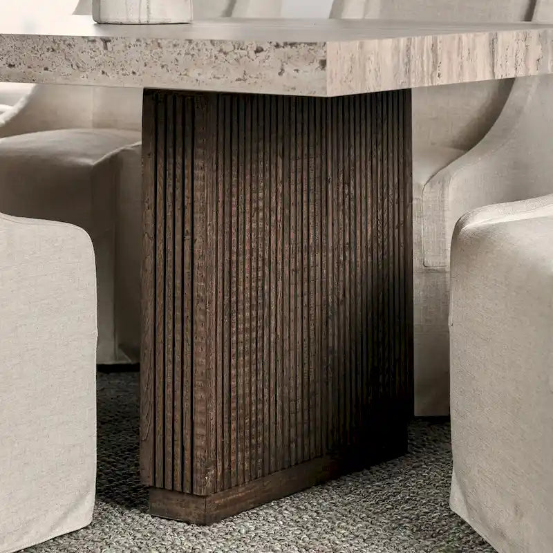 Table de salle à manger stratifiée en travertin marron