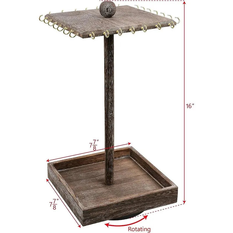Organisateur à bijoux rotatif en bois
