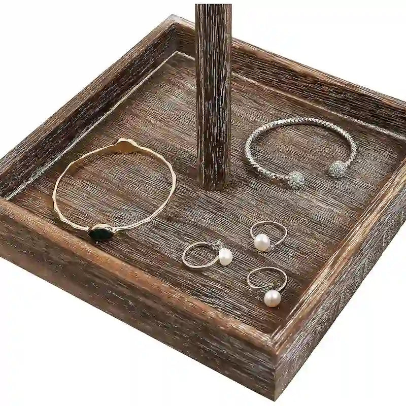Organisateur à bijoux rotatif en bois