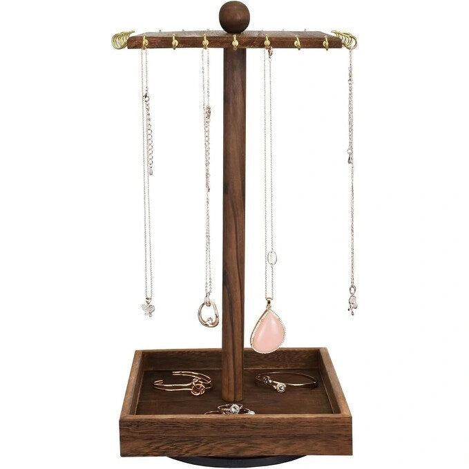 Organisateur à bijoux rotatif en bois
