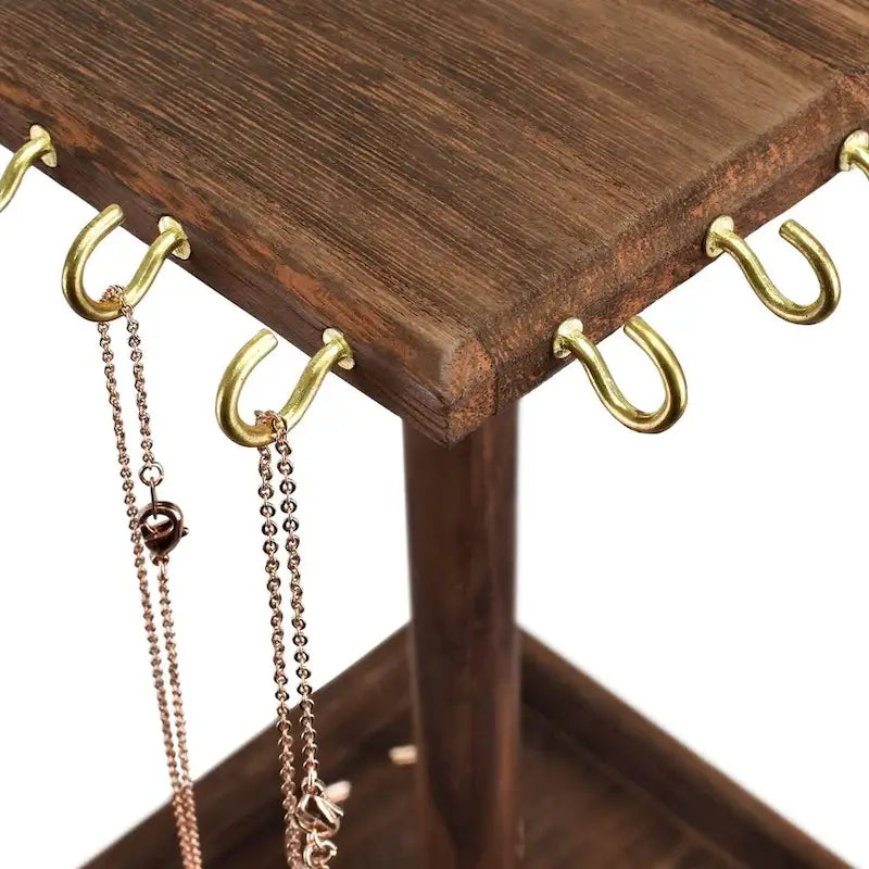 Organisateur à bijoux rotatif en bois