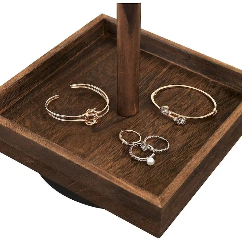 Organisateur à bijoux rotatif en bois