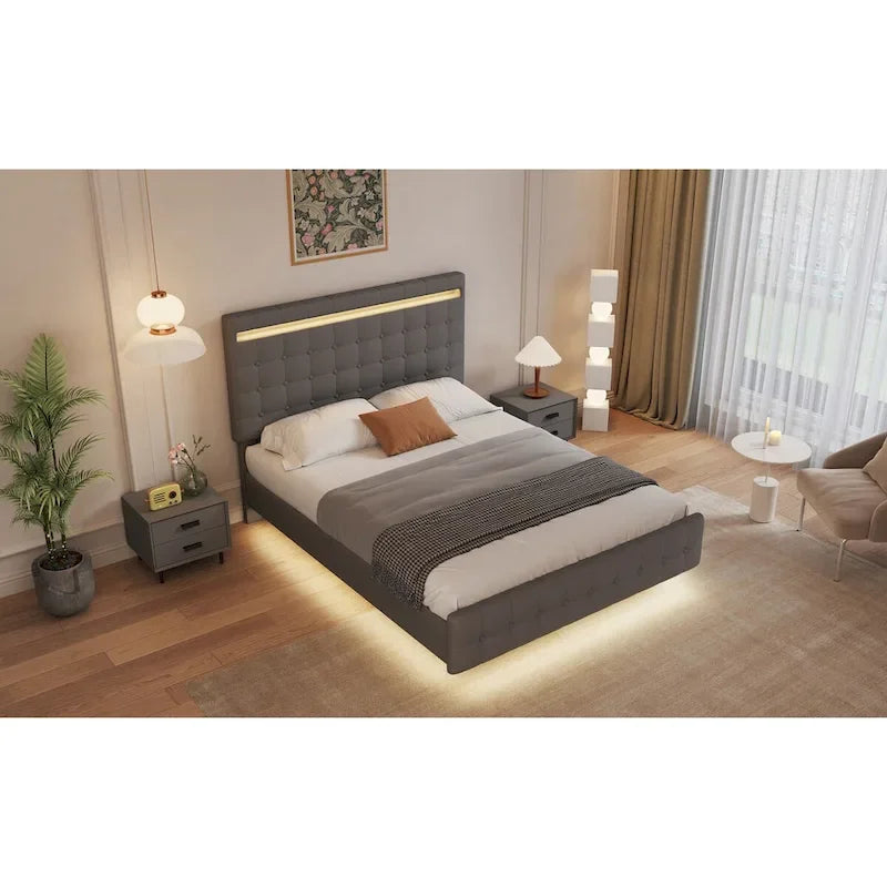 Cadre de lit suspendu avec lumières LED (Grand lit)