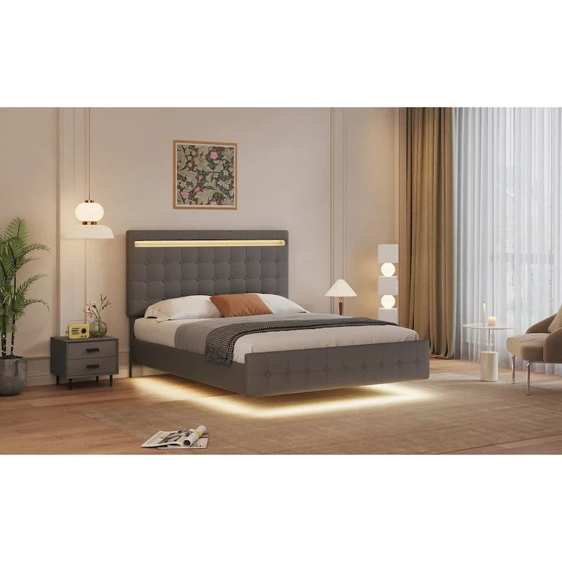 Cadre de lit suspendu avec lumières LED (Grand lit)