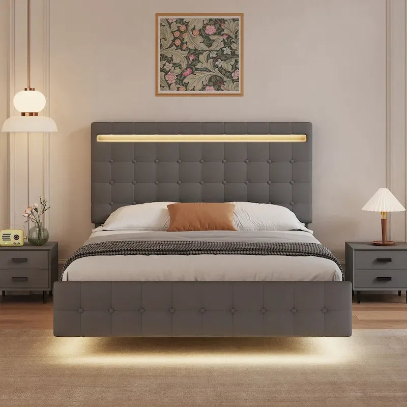 Cadre de lit suspendu avec lumières LED (Grand lit)