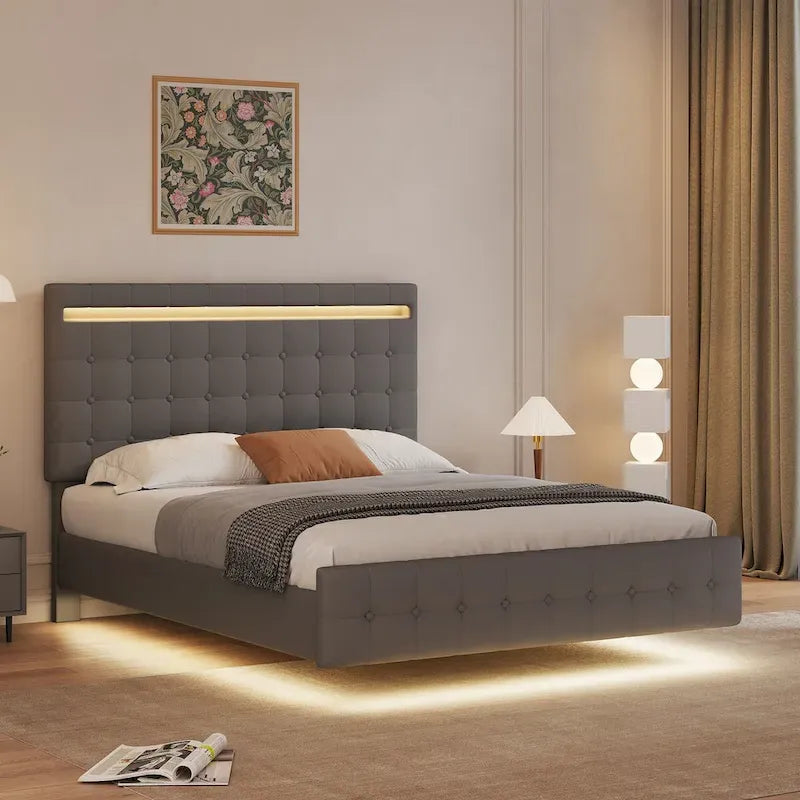 Cadre de lit suspendu avec lumières LED (Grand lit)