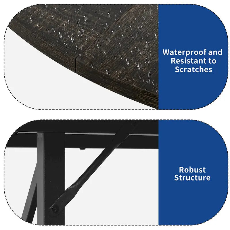 Table à manger ronde avec étagères de rangement et pieds en métal