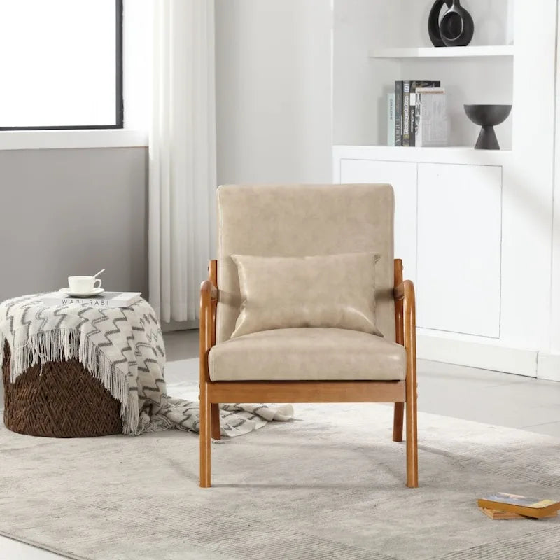 Fauteuil d'appoint moderne en cuir synthétique avec un oreiller