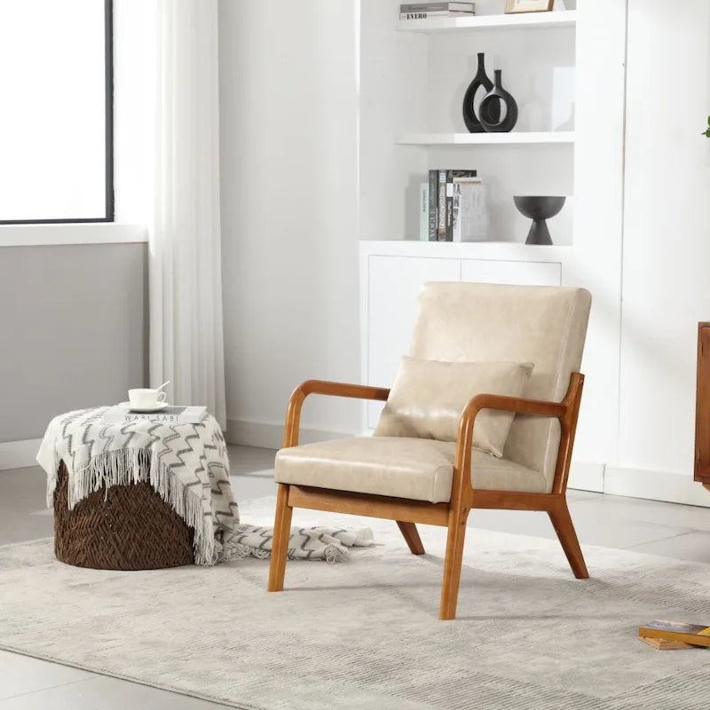 Fauteuil d'appoint moderne en cuir synthétique avec un oreiller