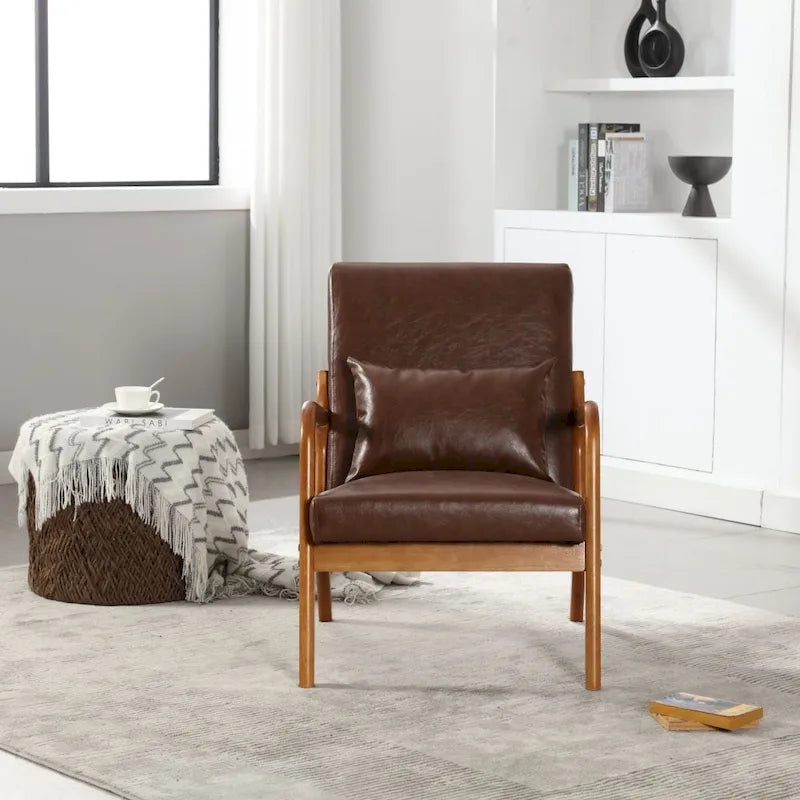 Fauteuil d'appoint moderne en cuir synthétique avec un oreiller