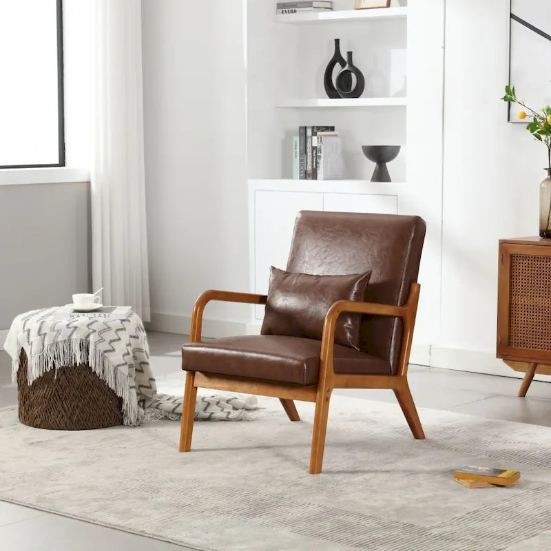 Fauteuil d'appoint moderne en cuir synthétique avec un oreiller