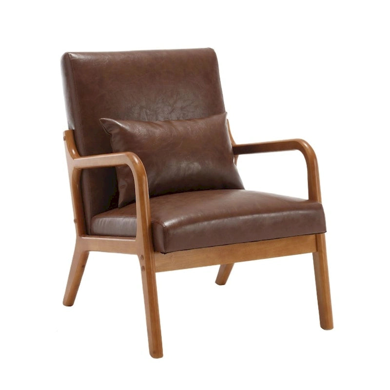 Fauteuil d'appoint moderne en cuir synthétique avec un oreiller