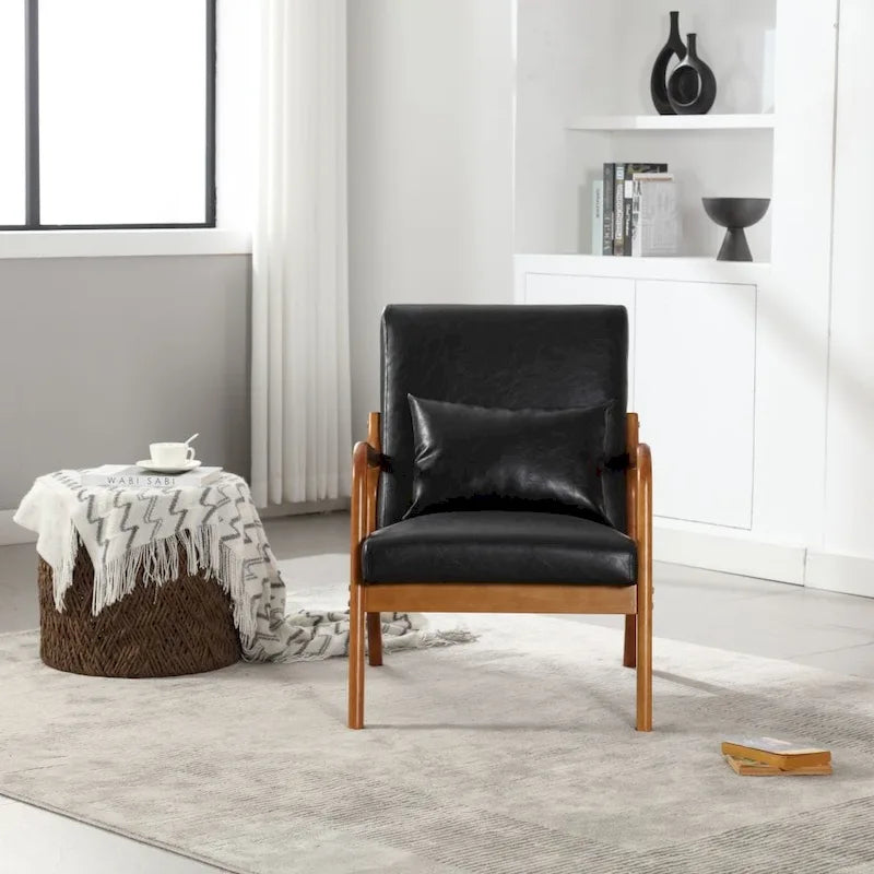Fauteuil d'appoint moderne en cuir synthétique avec un oreiller