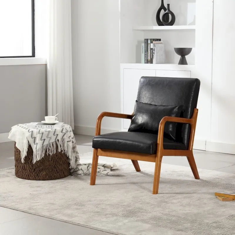 Fauteuil d'appoint moderne en cuir synthétique avec un oreiller