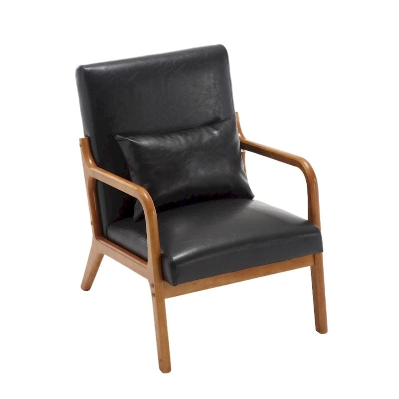 Fauteuil d'appoint moderne en cuir synthétique avec un oreiller