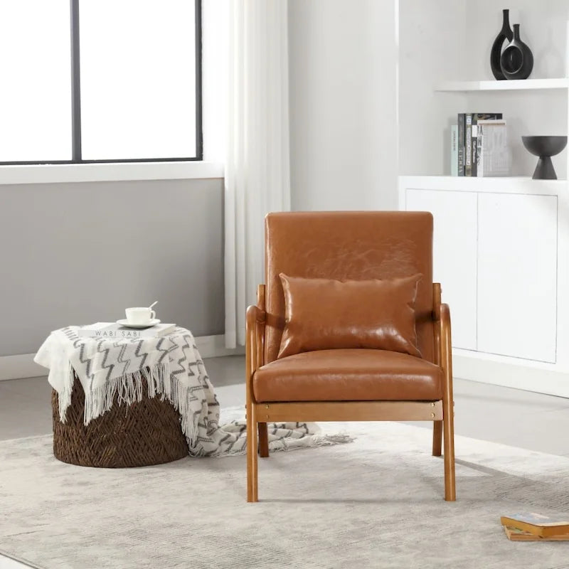 Fauteuil d'appoint moderne en cuir synthétique avec un oreiller