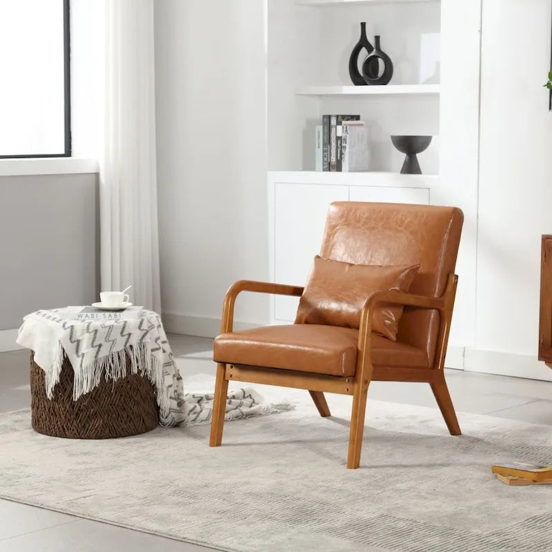 Fauteuil d'appoint moderne en cuir synthétique avec un oreiller