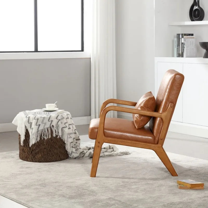 Fauteuil d'appoint moderne en cuir synthétique avec un oreiller