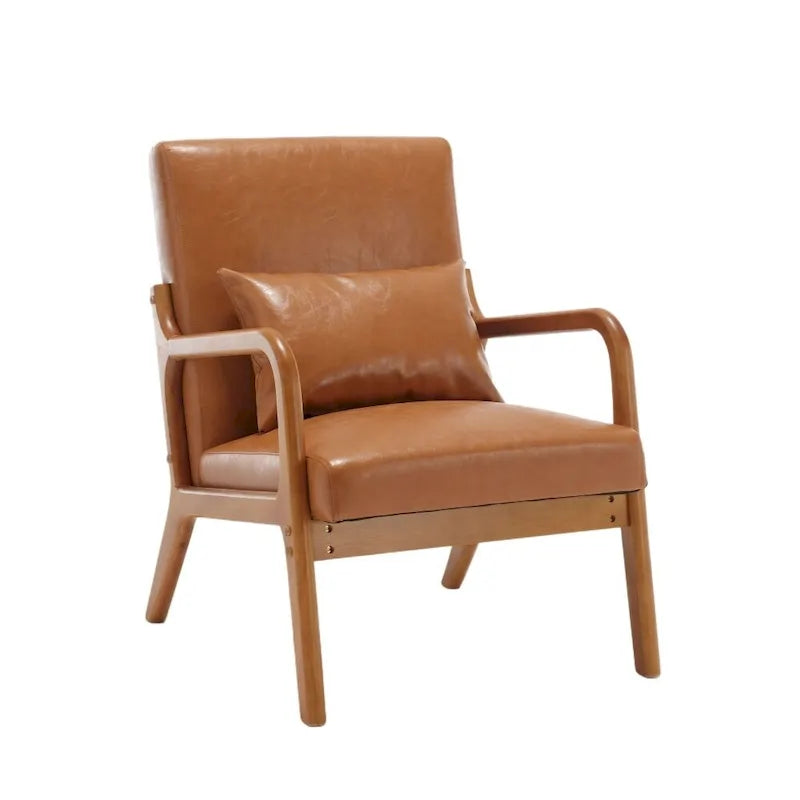 Fauteuil d'appoint moderne en cuir synthétique avec un oreiller