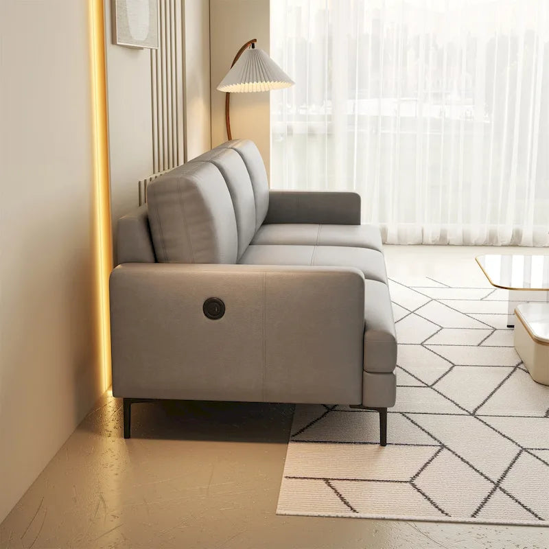 Canapé d'angle moderne en similicuir avec port USB