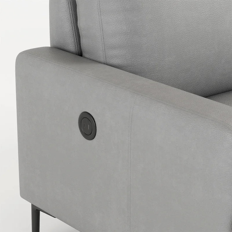 Canapé d'angle moderne en similicuir avec port USB