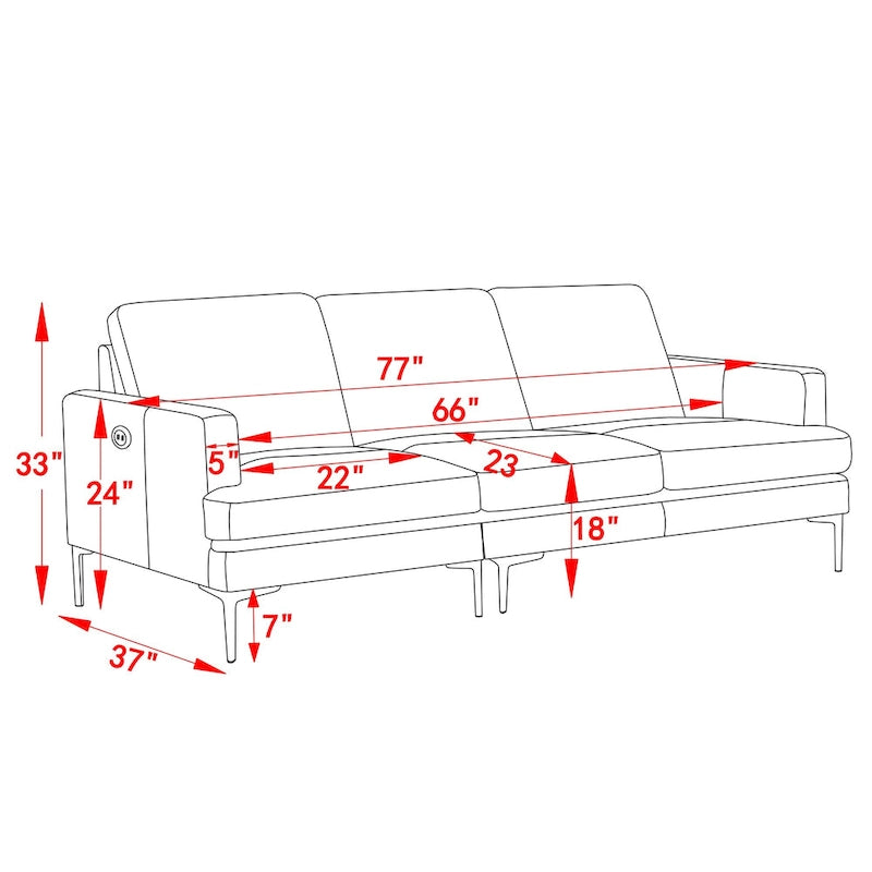 Canapé d'angle moderne en similicuir avec port USB