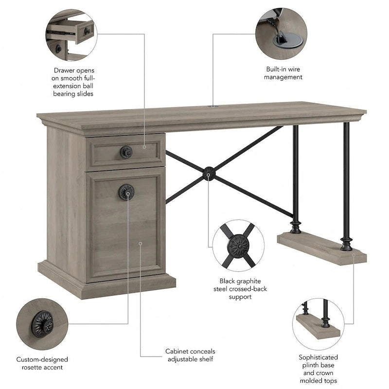Bureau de direction design de 152 cm avec rangement