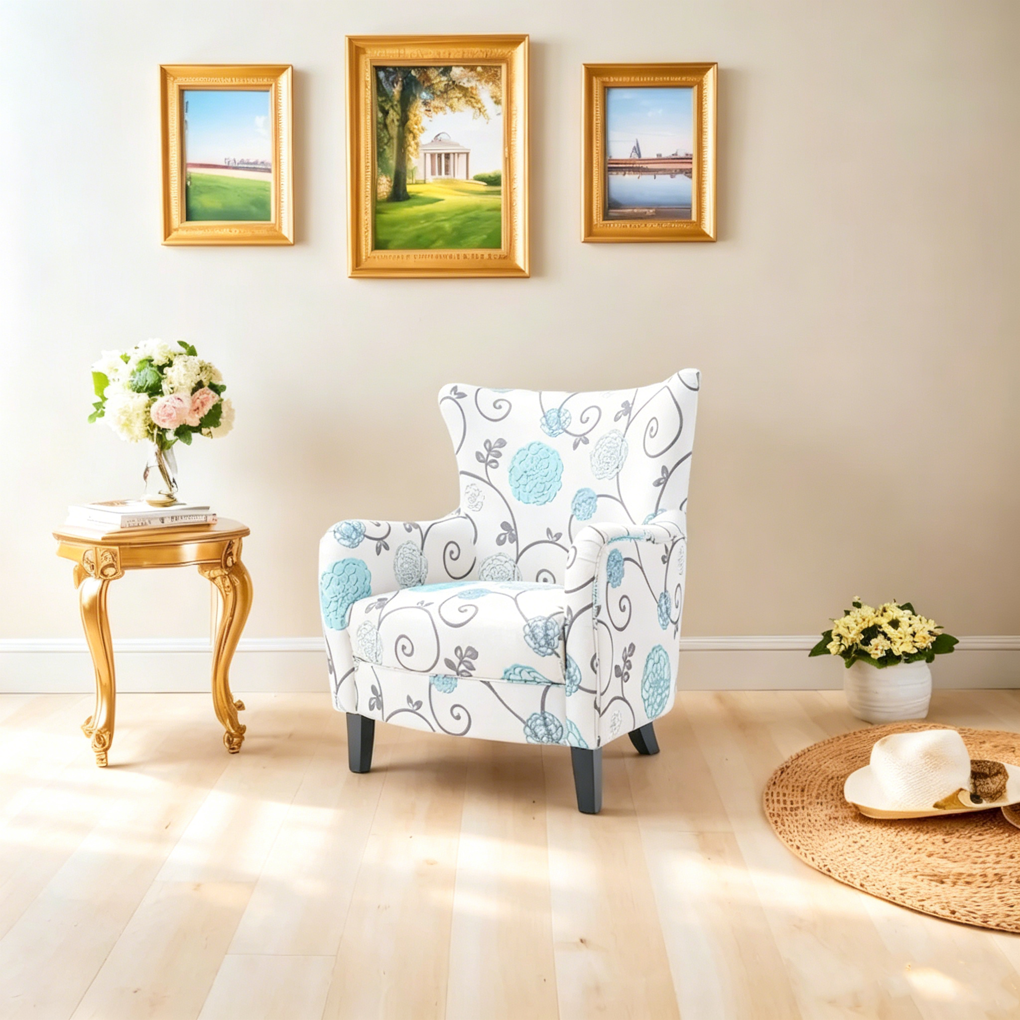 Fauteuil capitonné à dossier haut de 76,8 cm, style rétro moderne